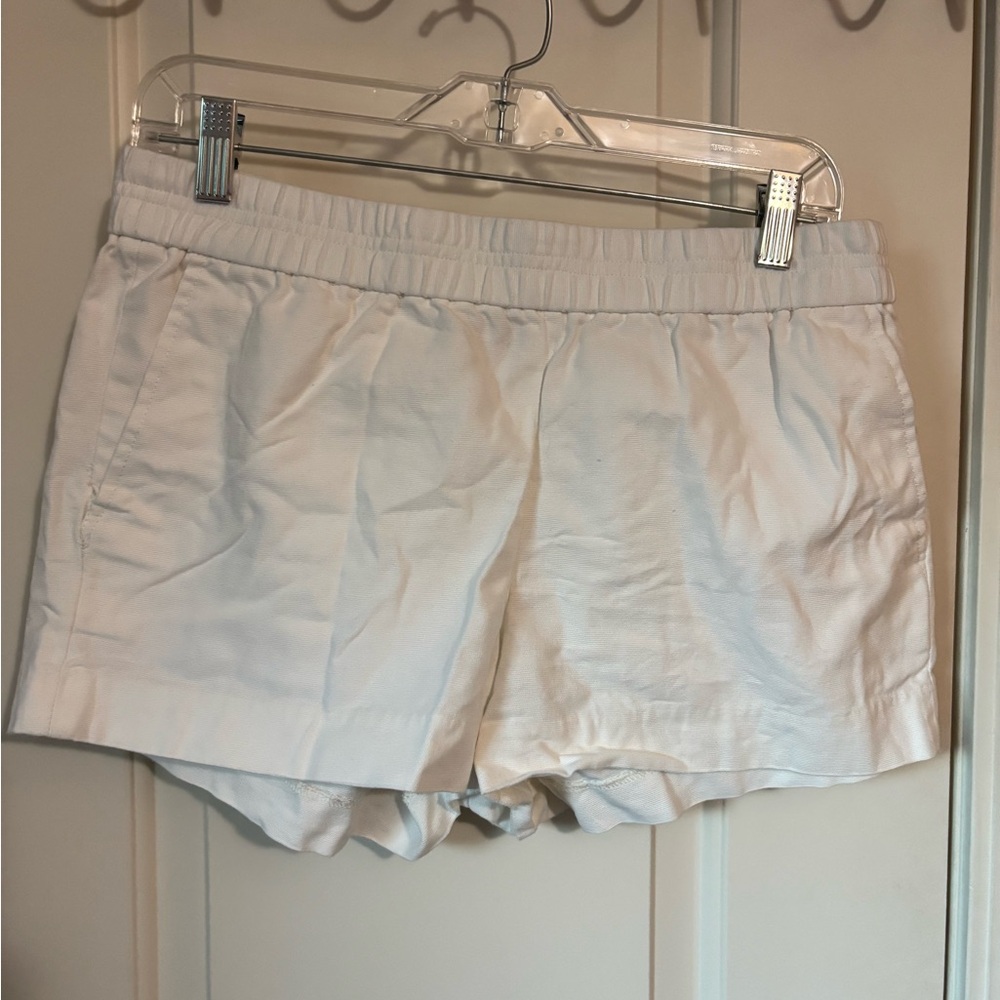 J. Crew white elastic waist cotton shorts, size 8